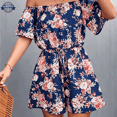 Combinaison Combishort Fleurie Femme Rose