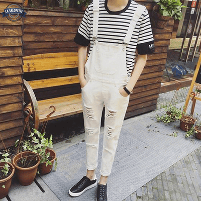 Salopette Beige Déchirée