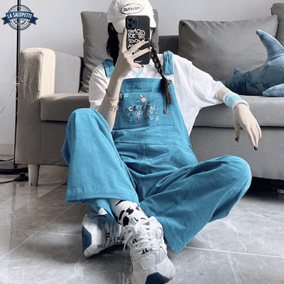 Salopette Velours Bleu pour Femme