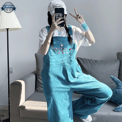 Salopette Velours Bleu Turquoise