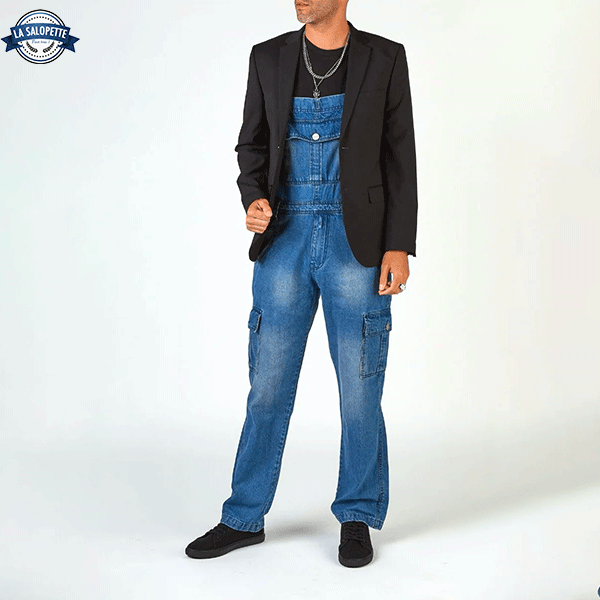 Salopette Homme Denim Fonce Poches