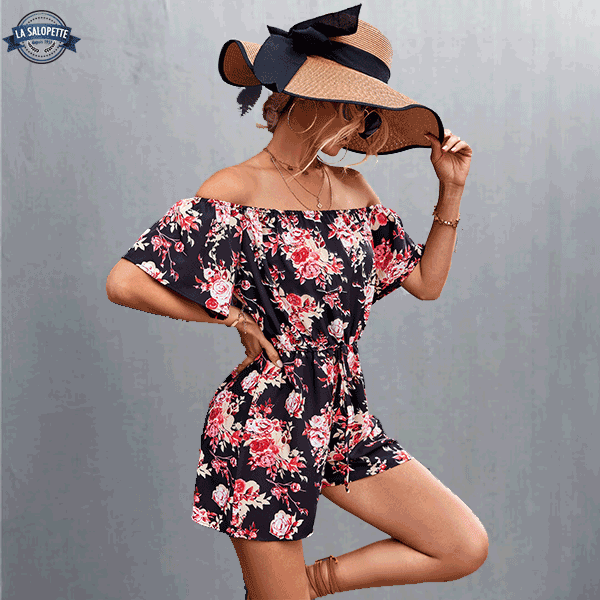 Peto negro floral camelia