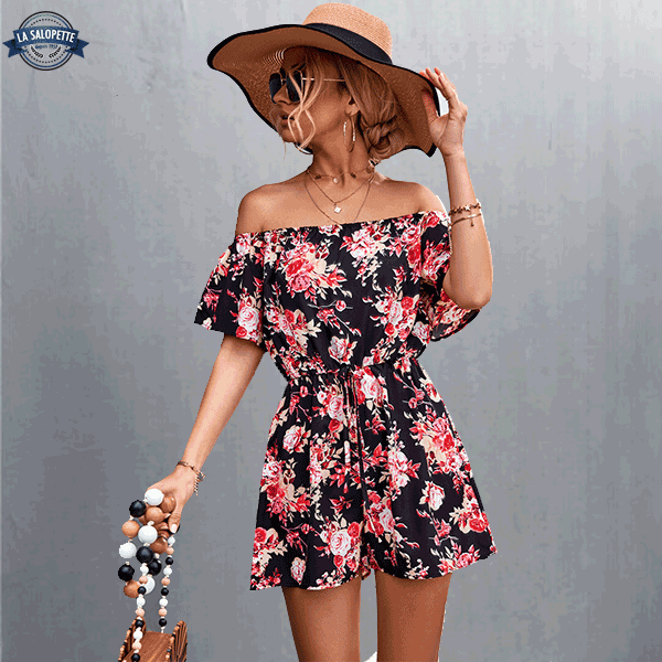 Peto negro floral camelia