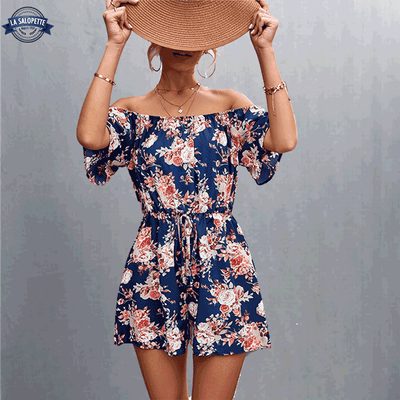 Combishort Fleurie Femme Rose
