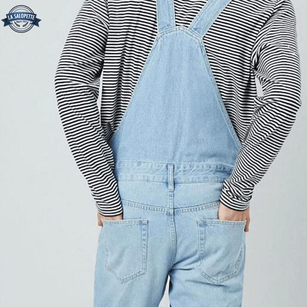Peto de Vaquero Azul Claro Rasgado Crudo