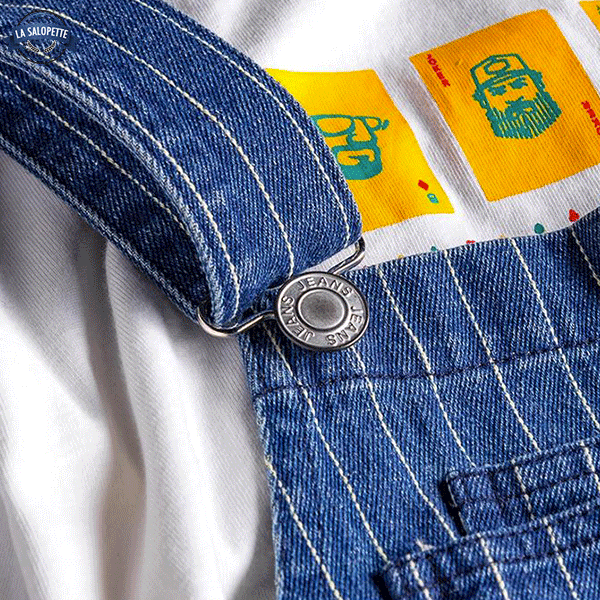 Peto de Trabajo Azul Con Rayas Blancas