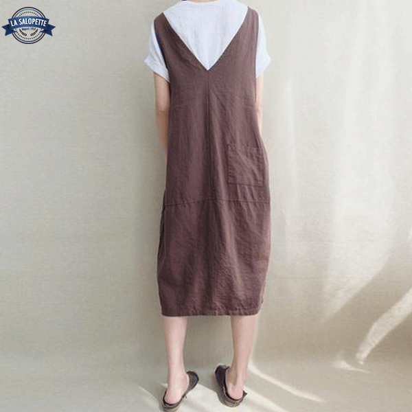 Vestido de Peto Delantal Estilo Café