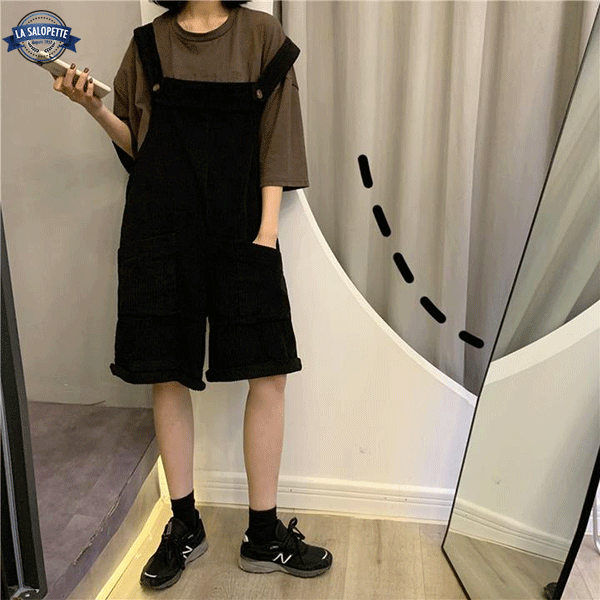 Salopette en Velours Femme Noire
