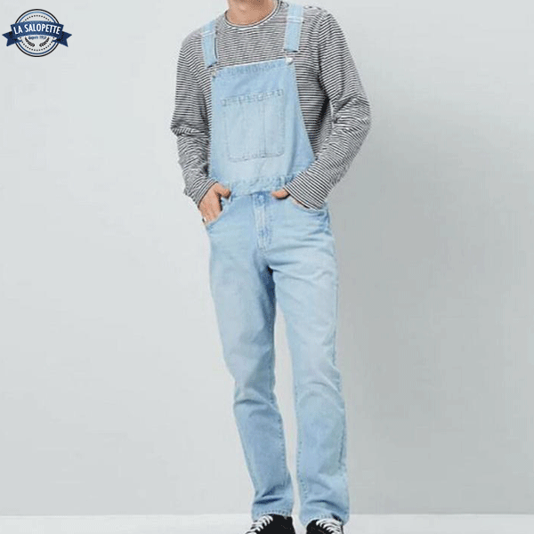 Peto de Vaquero Azul Claro Rasgado Crudo