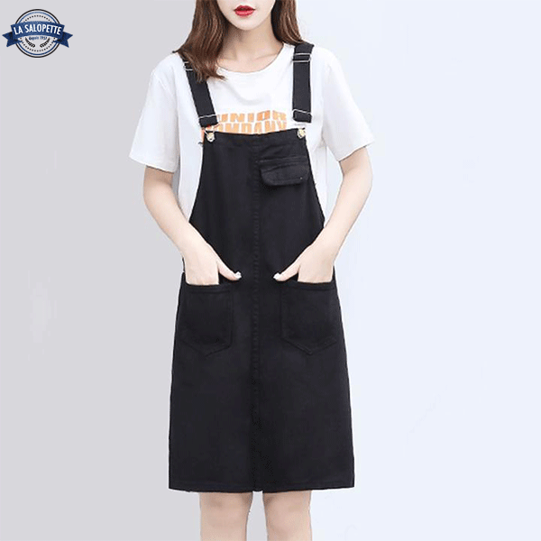 Vestido de Peto en Jeans Negro Azabache