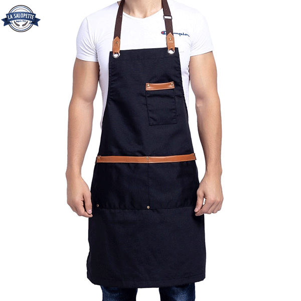 Delantal de cocina negro Dorian